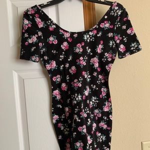 black floral print mini dress